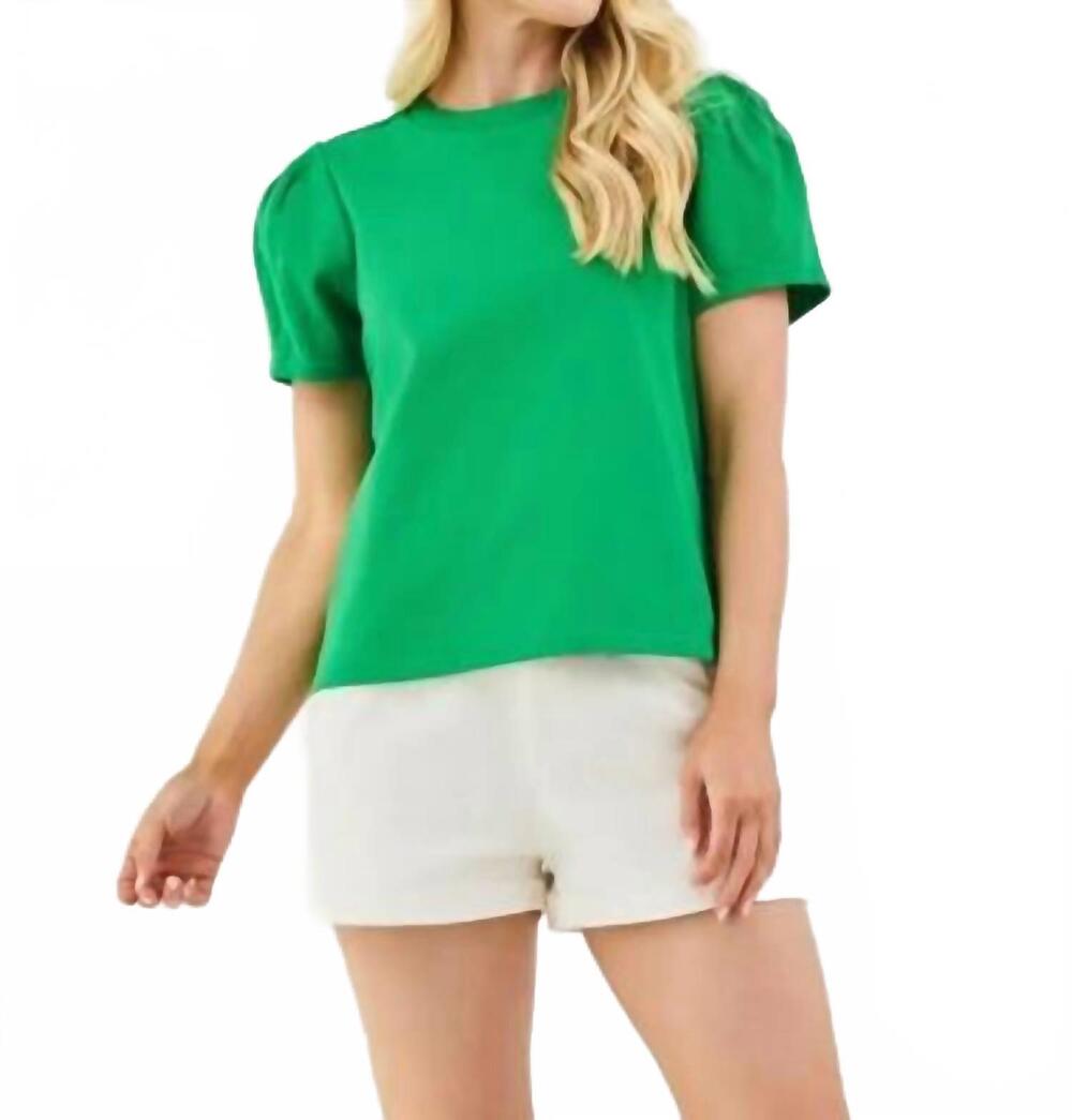 NEW MARY SQUARE larissa pleat sleeve tee top in green